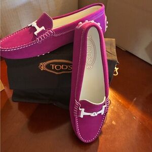 Tod's Fuchsia Suede Loafers